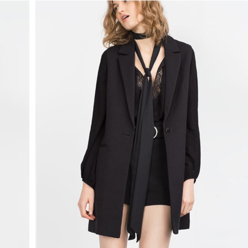 Zara long black skinny scarf